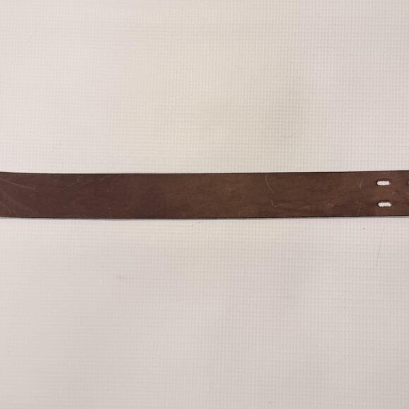 Genuine Leather Belt Mens 34 Brown Solid Brass Double Prong Made in USA 29655 - Picture 9 of 12